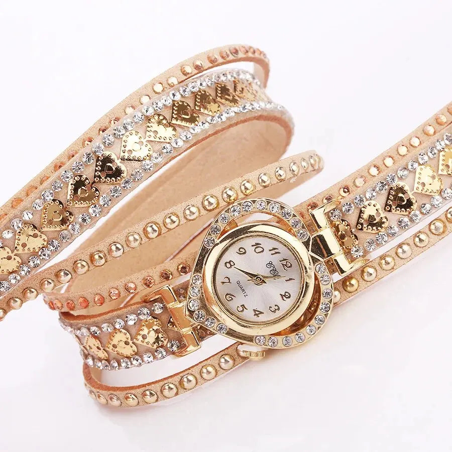 Retro Diamond Winding Bracelet Watch