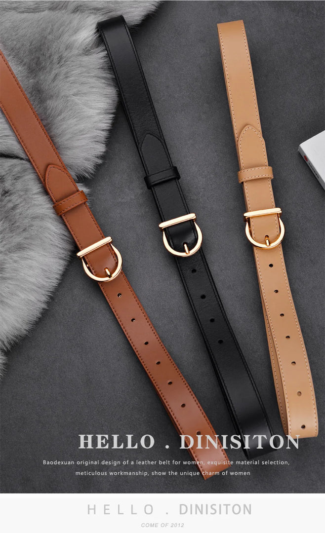 Women’s Fashion Pin Buckle PU Leather Belt for Jeans & Cargo Pants