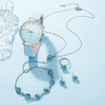 Load image into Gallery viewer, Blue Rhinestone Quartz Watch &amp; Jewelry Set
