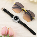 Load image into Gallery viewer, Casual Leather Belt Watch &amp; Glasses Set
