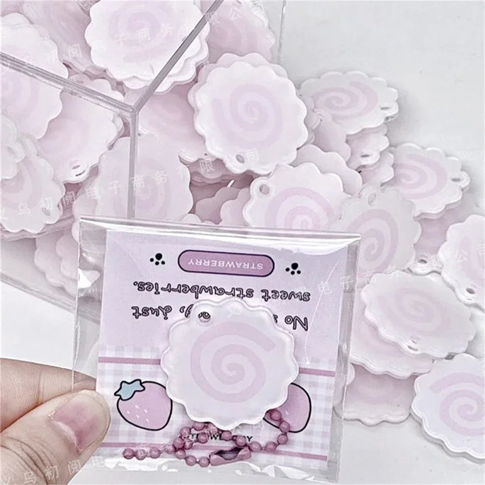 Pink Fish Cake Roll Keychain