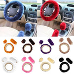 Load image into Gallery viewer, 3pcs Winter Wool Steering Wheel &amp; Gear Cover Set
