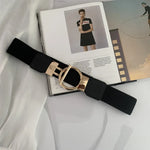 Load image into Gallery viewer, Women’s Skinny Elastic Stretch Belt with Golden Buckle
