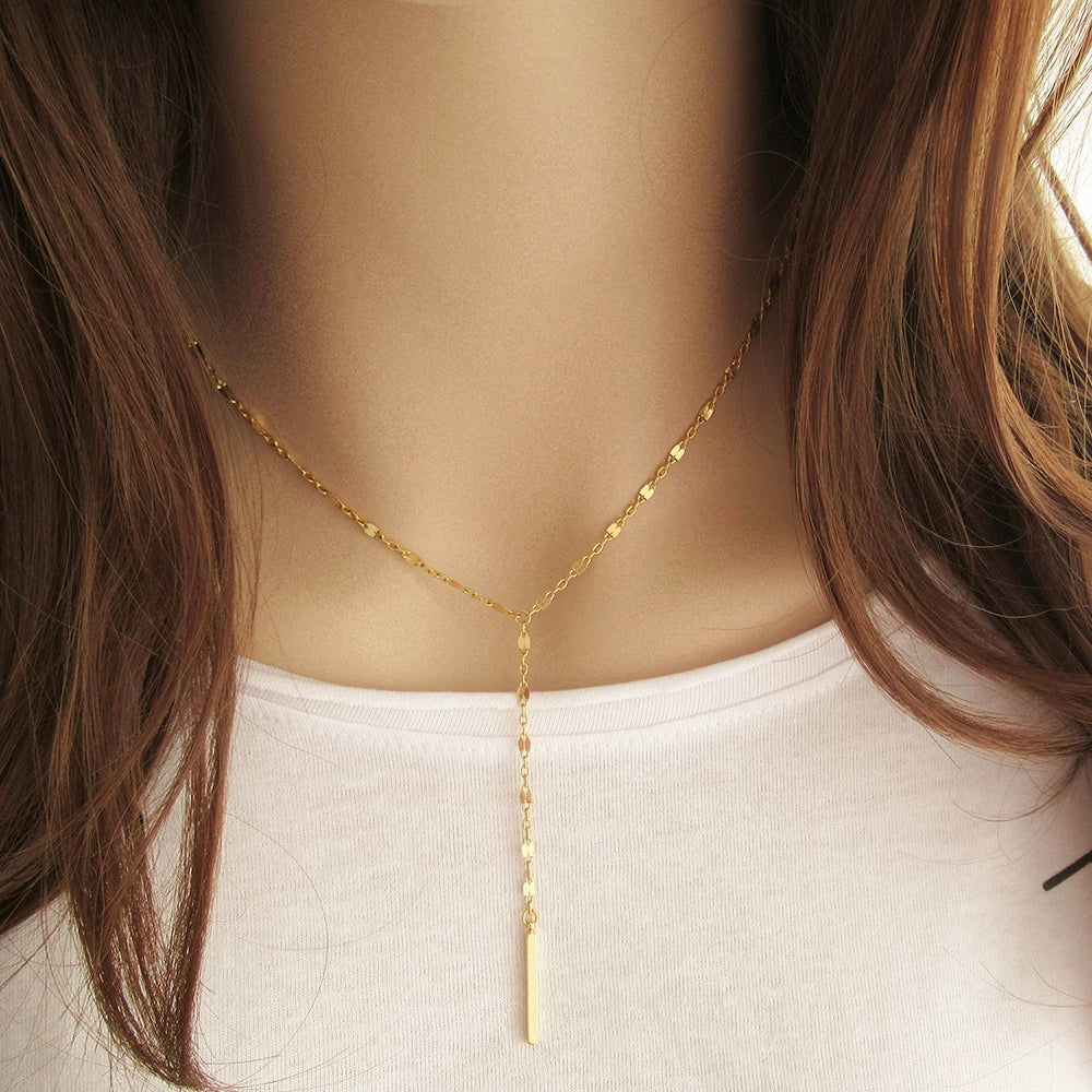 Minimalist Bamboo Chain Choker Necklace