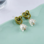 Load image into Gallery viewer, Green Knotted Lily of the Valley Earrings
