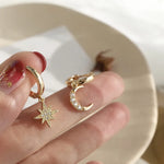 Load image into Gallery viewer, Star and Moon Asymmetric Dangle Earrings
