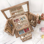 Load image into Gallery viewer, Rustic Wooden Jewelry Organizer Box with Mirror
