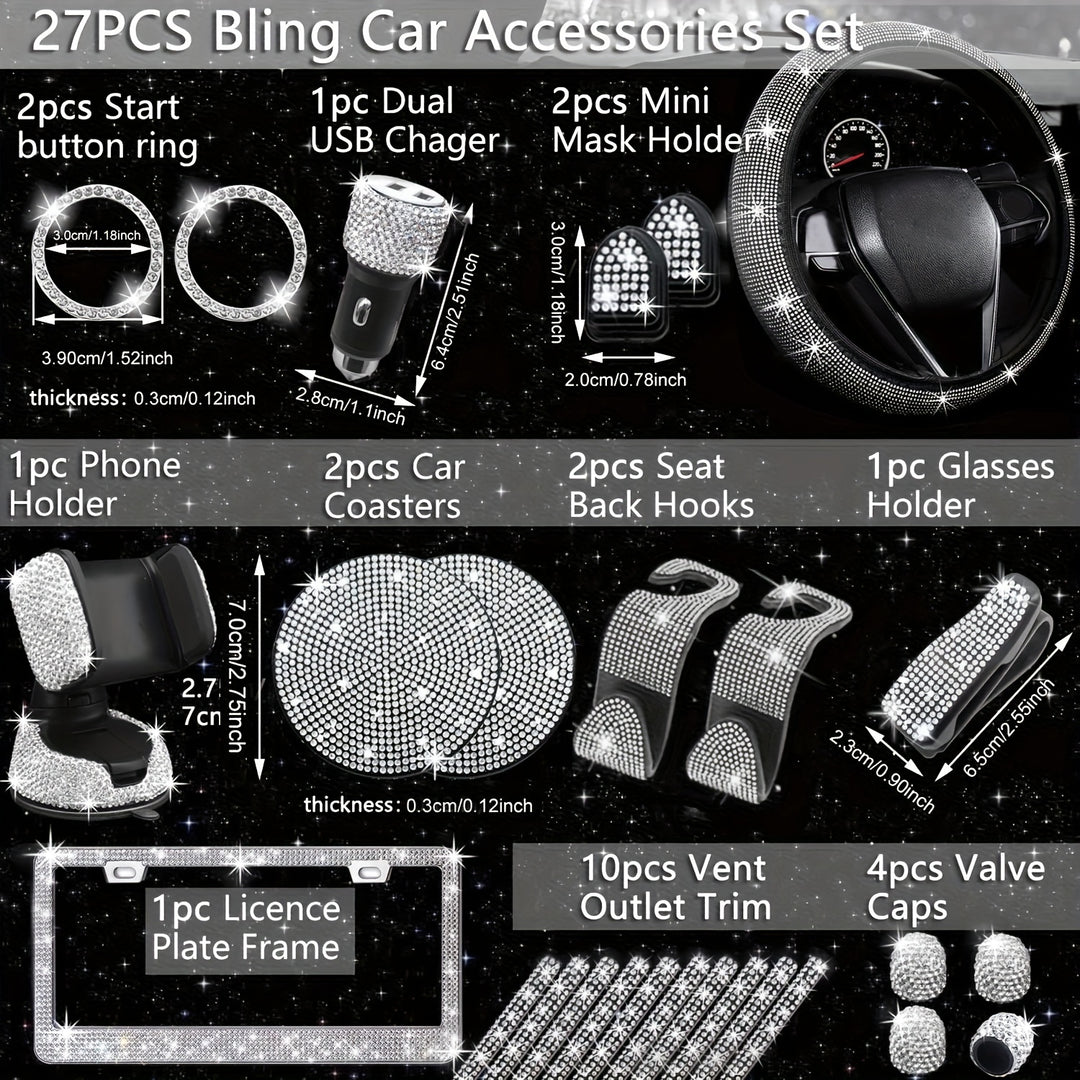 Bling Car Accessories Set for Women