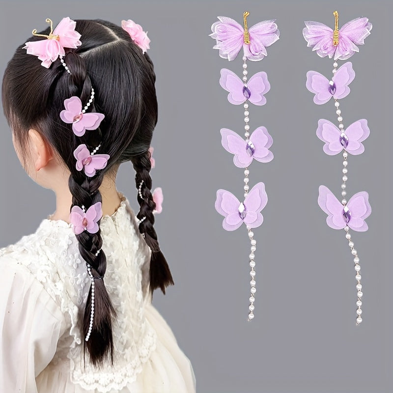 Butterfly Faux Pearl Braided Hair Clip