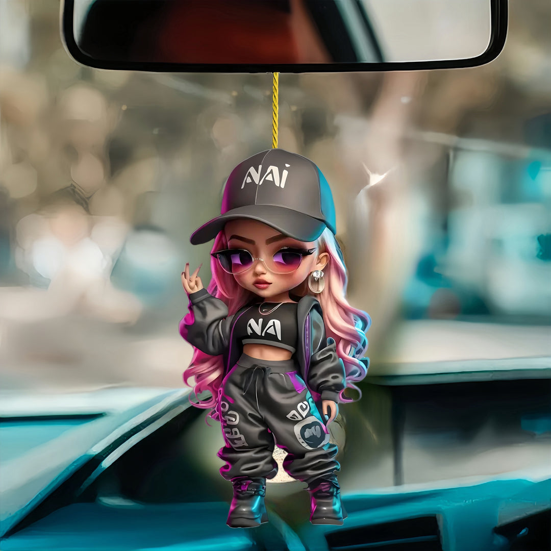 2D Acrylic Hip Hop Girl Pendant