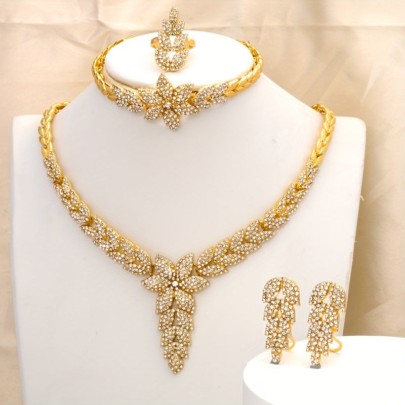 Elegant Gold-Plated Zircon Jewelry Set