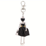 Load image into Gallery viewer, Polka Dot Lady Keychain – Fashion Doll Charm for Bags &amp; Keys
