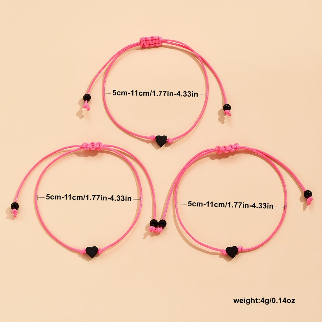 Triple Heart Rope Friendship Bracelets Set