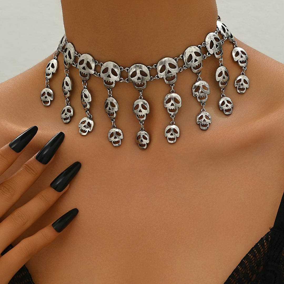 Vintage Punk Skull Tassel Choker