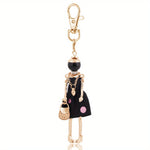 Load image into Gallery viewer, Polka Dot Lady Keychain – Fashion Doll Charm for Bags &amp; Keys
