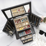 Load image into Gallery viewer, Rustic Wooden Jewelry Organizer Box with Mirror
