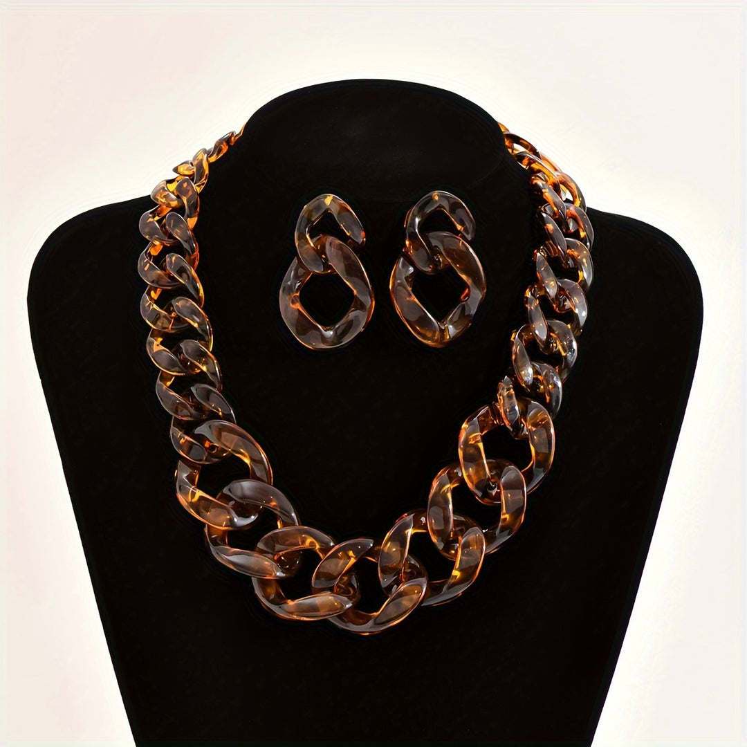 Retro Tortoise Shell Acrylic Jewelry Set