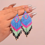 Load image into Gallery viewer, Boho Beaded Tassel Dangle Earrings
