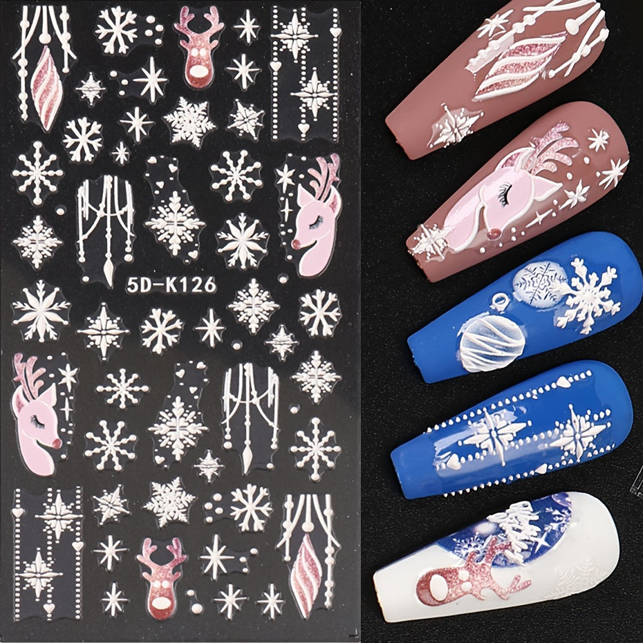 5D Owl & Snowflake Nail Art Stickers (2 Sheets)