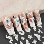 Load image into Gallery viewer, White Flower 5D Nail Art Stickers
