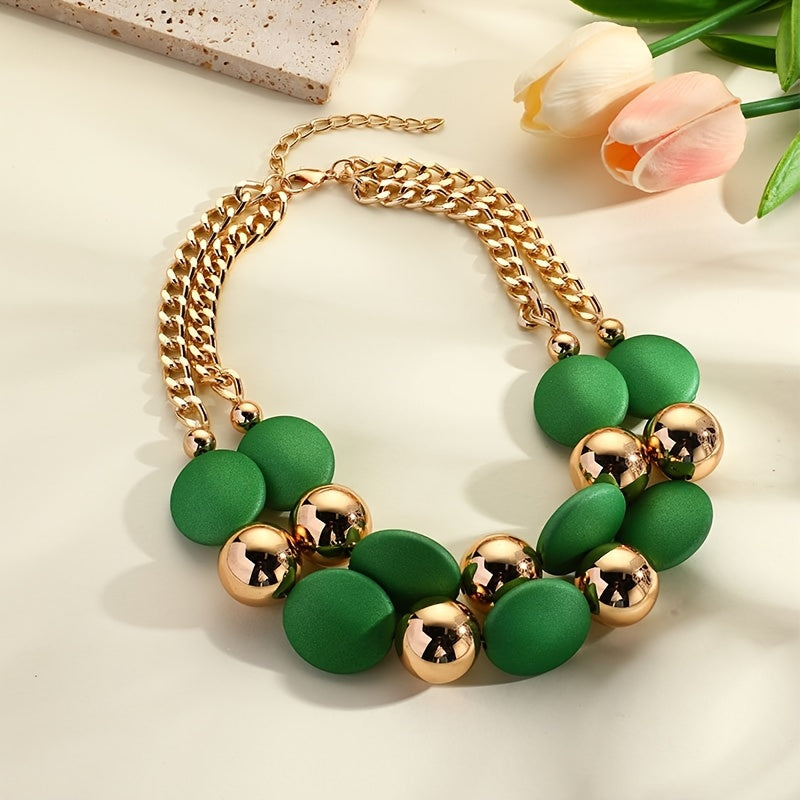 Elegant Resin Bead Statement Necklace