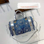 Load image into Gallery viewer, Denim Rivet Boston Bag
