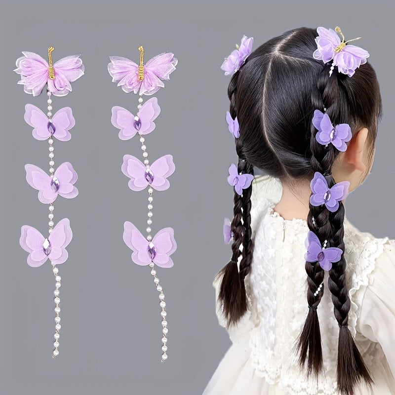 Butterfly Faux Pearl Braided Hair Clip