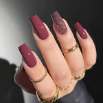 Load image into Gallery viewer, Glossy Red Glitter Press-On Nails Set
