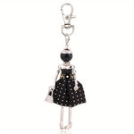 Load image into Gallery viewer, Polka Dot Lady Keychain – Fashion Doll Charm for Bags &amp; Keys
