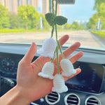 Load image into Gallery viewer, Hand-Knitted Bell Flower Mirror Hanging Accessory
