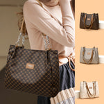 Load image into Gallery viewer, Elegant Plaid Faux Leather Tote
