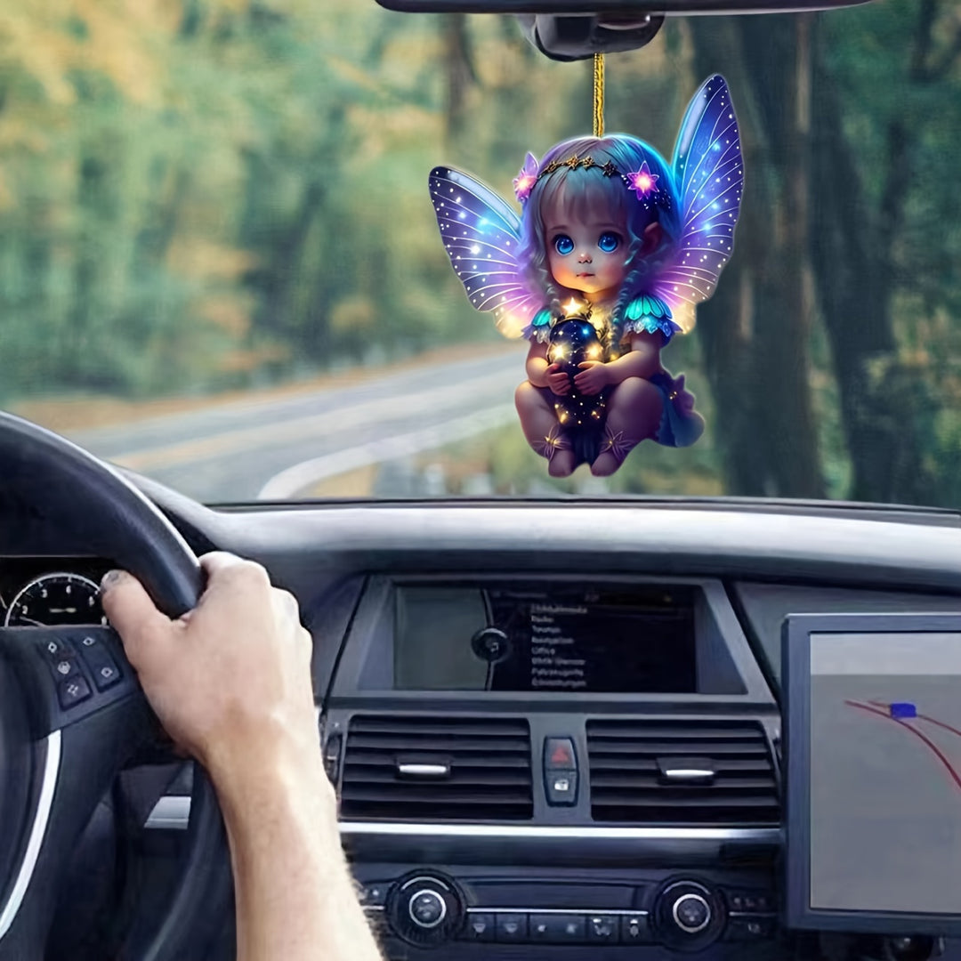 Charming 2D Angel Pendant for Car Mirrors