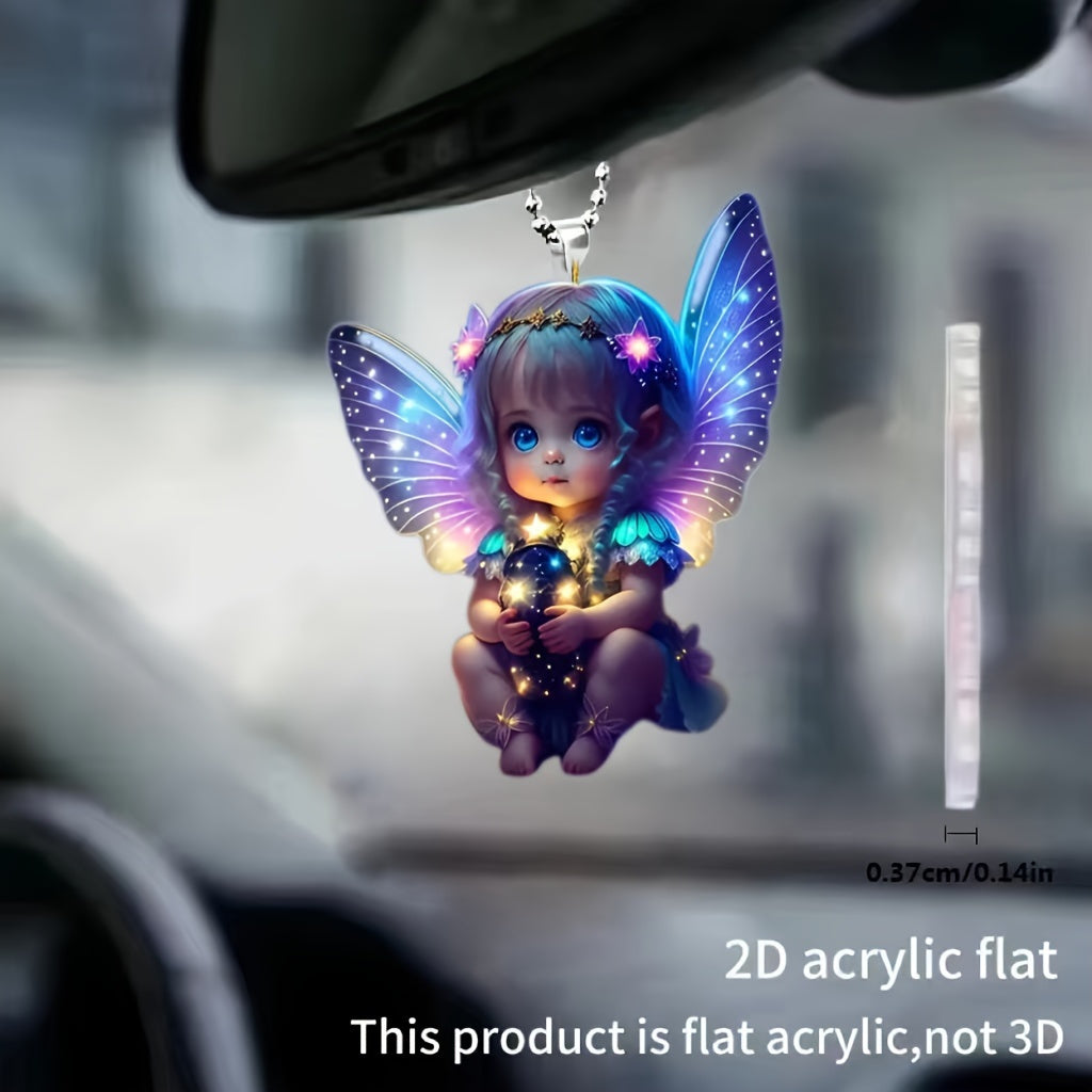 Charming 2D Angel Pendant for Car Mirrors