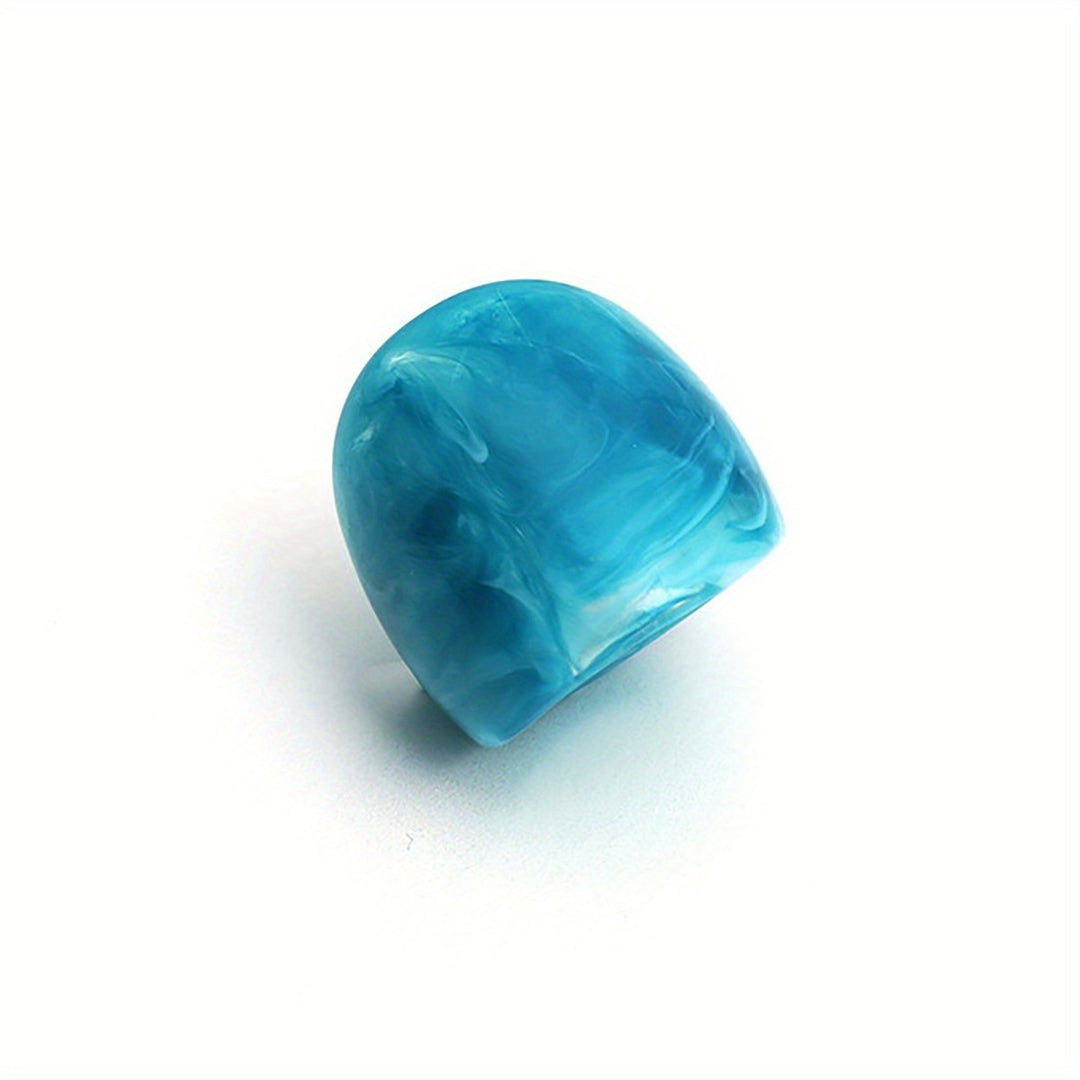 2pcs Chunky Resin Rings (Ocean Blue & Milky White)