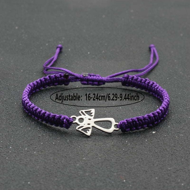 Adjustable Angel Charm Braided Bracelet