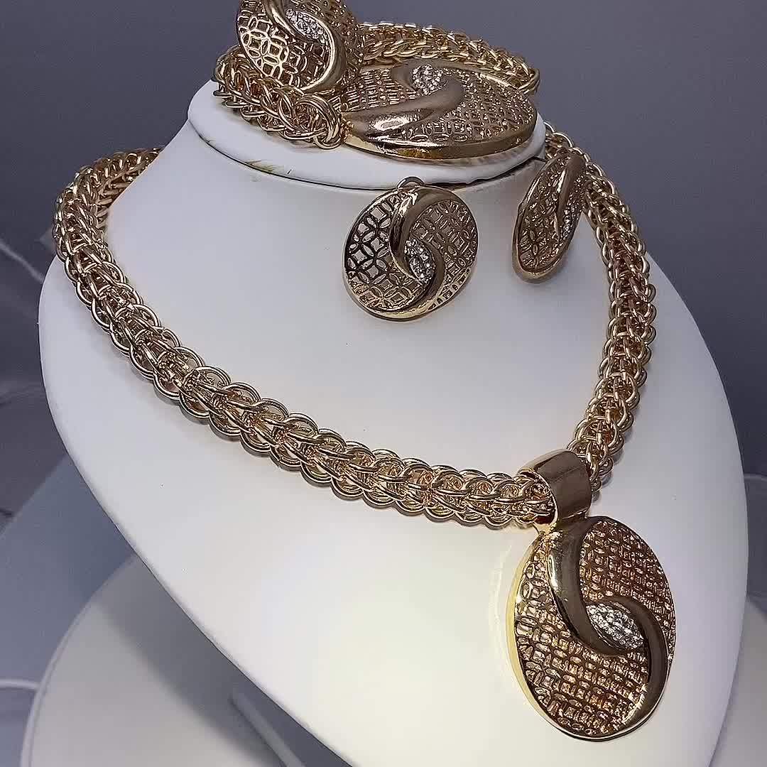 Golden Rhinestone Jewelry Set