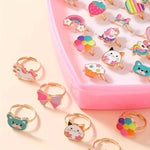 Load image into Gallery viewer, Princess-Themed Adjustable Cartoon Rings Set for Kids (36 Pieces)
