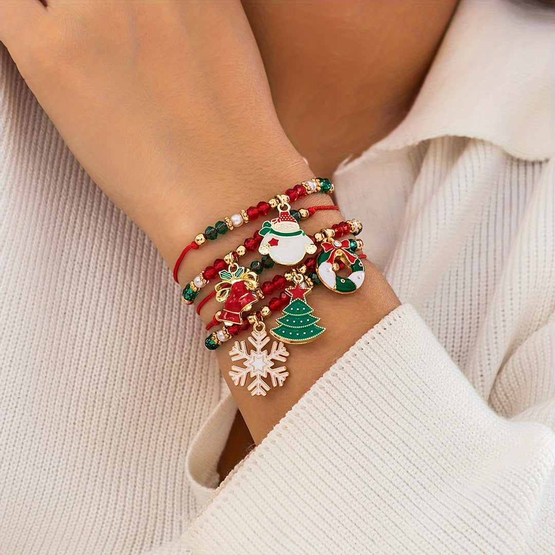 Festive Christmas Charm Bracelet Set