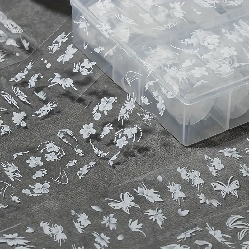 10 Roll White Flower Nail Art Stickers