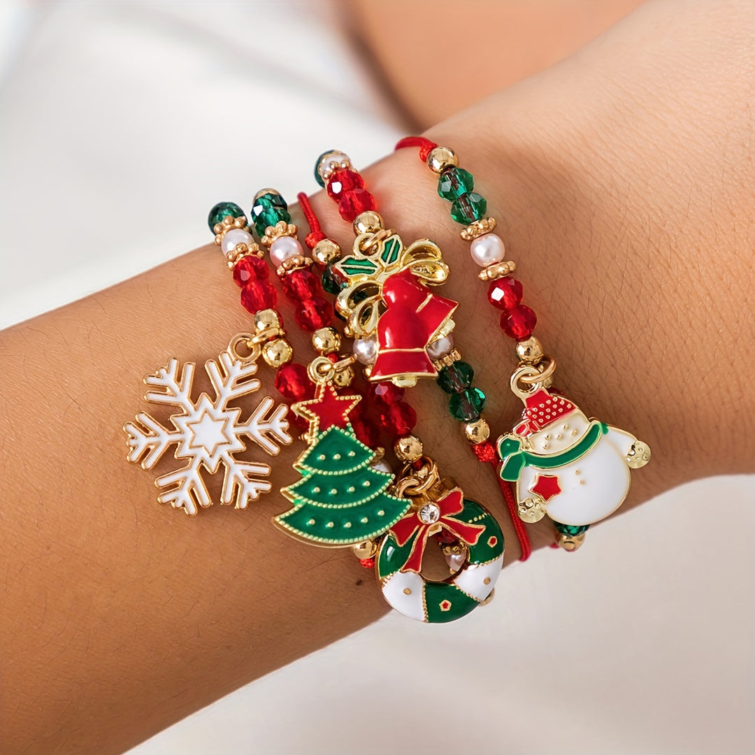 Festive Christmas Charm Bracelet Set