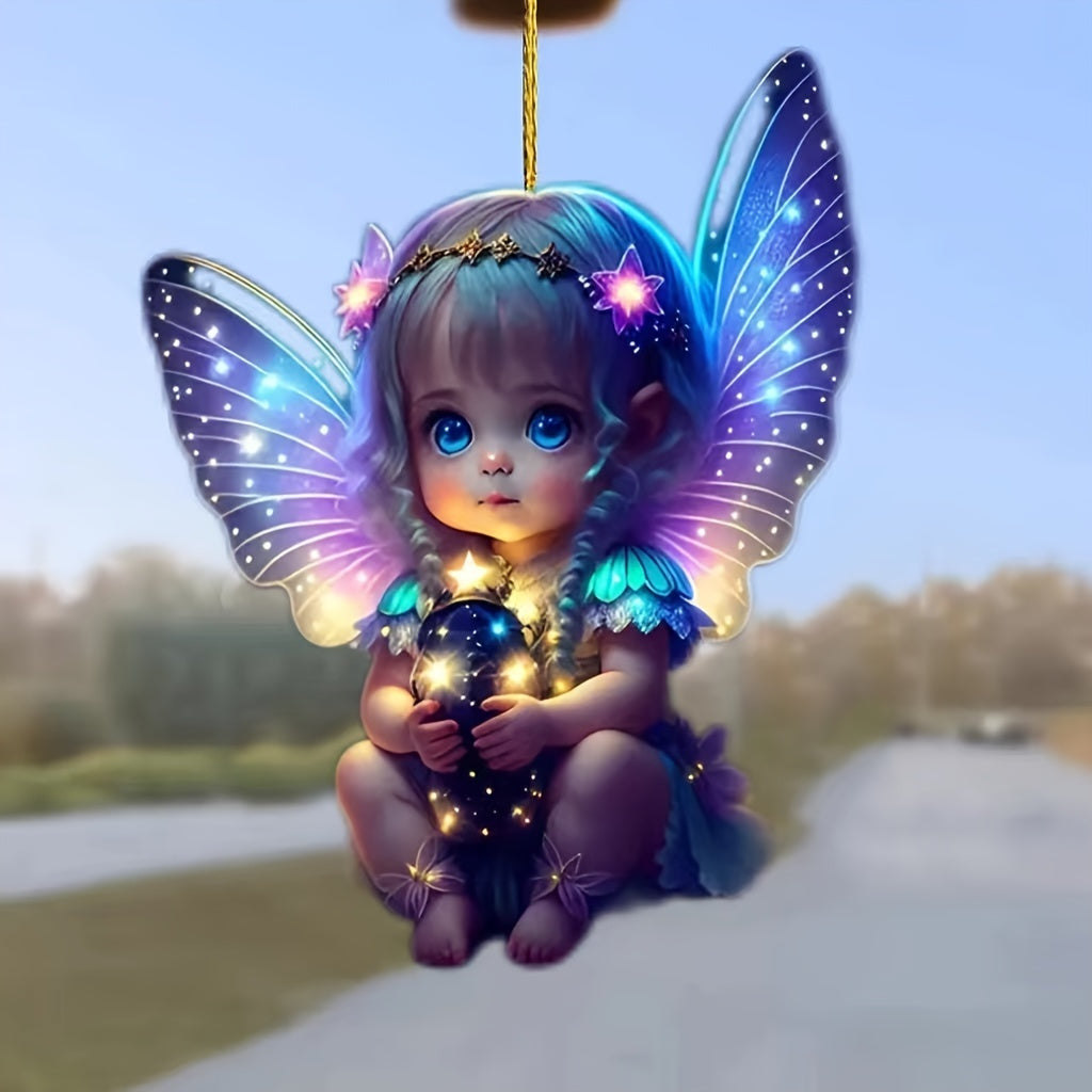 Charming 2D Angel Pendant for Car Mirrors