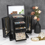 Load image into Gallery viewer, Rustic Wooden Jewelry Organizer Box with Mirror
