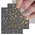 Load image into Gallery viewer, 9 Sheet Nail Art Stickers - Sun, Star, Moon Design
