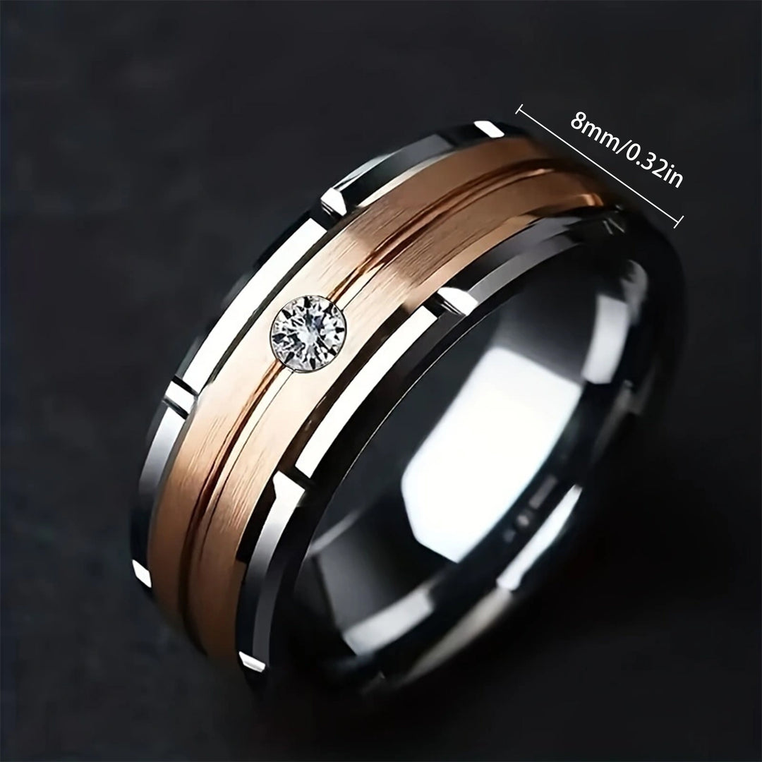 Fashion Wide Titanium Zirconia Ring