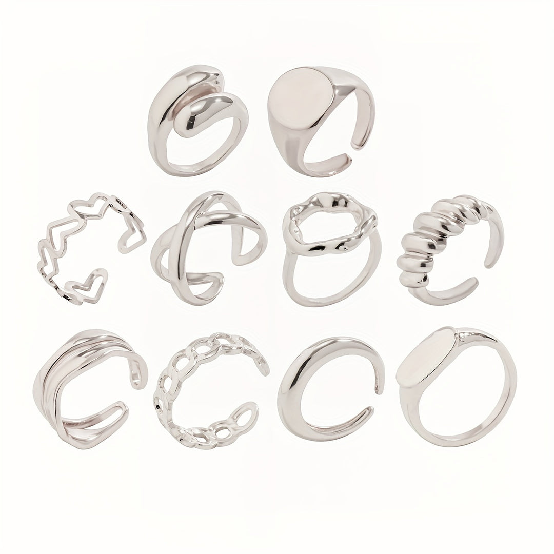 Hip-Hop Style Stacking Rings Set (10pcs)