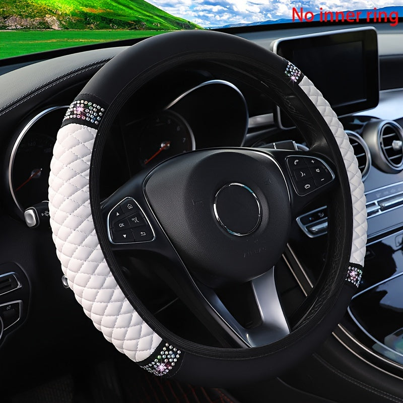 Luxury Crystal Rhinestone Steering Wheel Cover - PU Leather