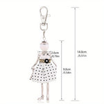 Load image into Gallery viewer, Polka Dot Lady Keychain – Fashion Doll Charm for Bags &amp; Keys
