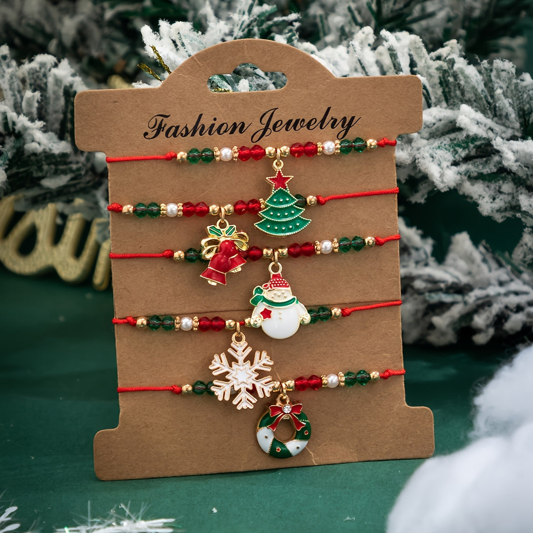 Festive Christmas Charm Bracelet Set