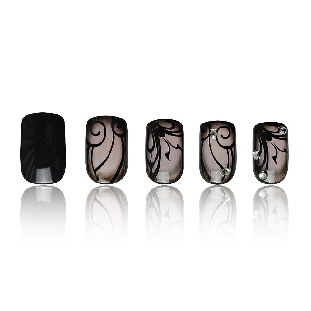 Dark Ins Style Black Vine Nail Wraps or Nail Stickers