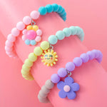 Load image into Gallery viewer, 3pcs Cute Sun Flower Pendant Color Block Beaded Bracelet Set for Girls
